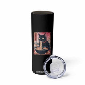 Sarcastic Black Cat Eating Ramen Skinny Tumbler Funny Japanese Kawaii Cats Anime Graphic TS02 Print Your Wear