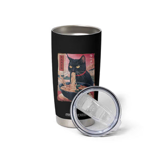 Sarcastic Black Cat Eating Ramen Tumbler Cup Funny Japanese Kawaii Cats Anime Graphic TS02 Print Your Wear