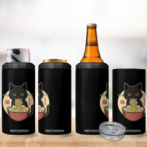 Kawaii Black Cat Eating Ramen 4 in 1 Can Cooler Tumbler Funny Graphic Japanese Kawaii Anime Inspo TS02 Print Your Wear