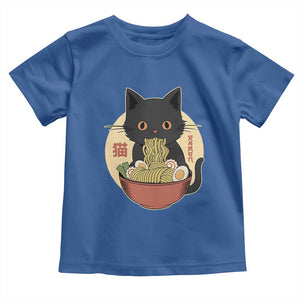Kawaii Black Cat Eating Ramen Toddler T Shirt Funny Graphic Japanese Kawaii Anime Inspo TS02 Royal Blue Print Your Wear