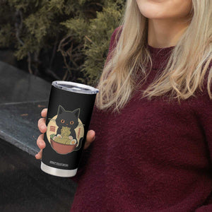 Kawaii Black Cat Eating Ramen Tumbler Cup Funny Graphic Japanese Kawaii Anime Inspo TS02 Print Your Wear