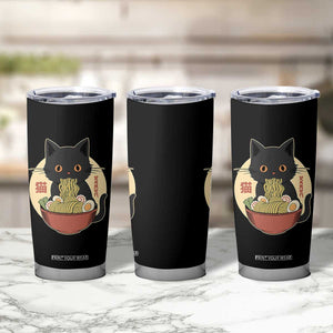 Kawaii Black Cat Eating Ramen Tumbler Cup Funny Graphic Japanese Kawaii Anime Inspo TS02 Print Your Wear