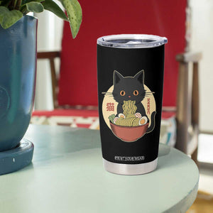 Kawaii Black Cat Eating Ramen Tumbler Cup Funny Graphic Japanese Kawaii Anime Inspo TS02 Print Your Wear