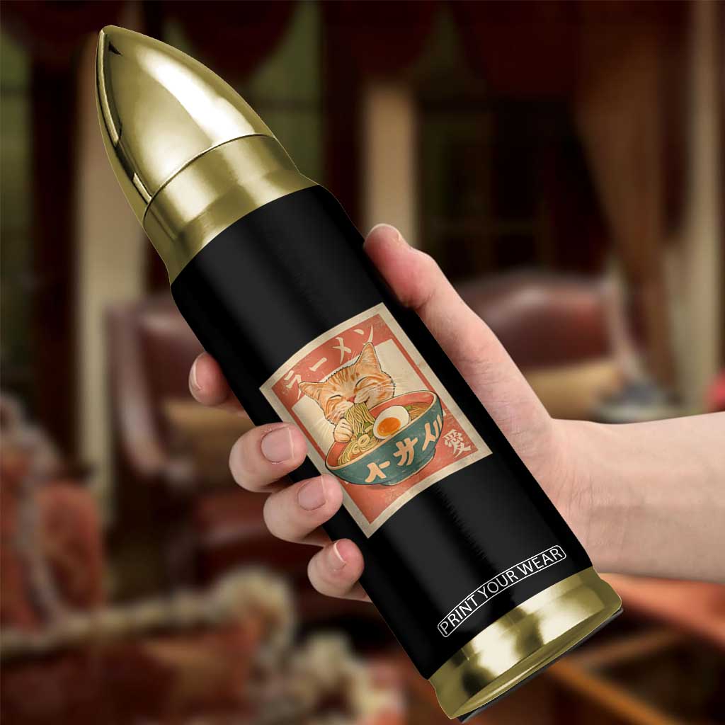 Funny Orange Cat Eating Ramen Bullet Tumbler Japanese Vintage Graphic Kawaii Anime TS02 Print Your Wear
