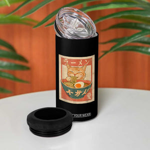 Funny Orange Cat Eating Ramen 4 in 1 Can Cooler Tumbler Japanese Vintage Graphic Kawaii Anime TS02 Print Your Wear