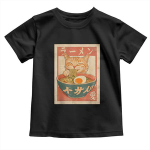 Funny Orange Cat Eating Ramen Toddler T Shirt Japanese Vintage Graphic Kawaii Anime TS02 Black Print Your Wear