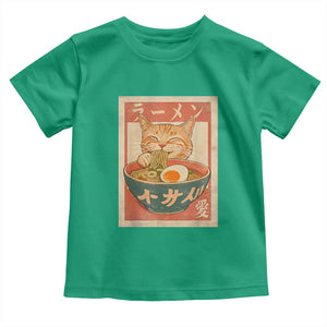 Funny Orange Cat Eating Ramen Toddler T Shirt Japanese Vintage Graphic Kawaii Anime TS02 Irish Green Print Your Wear