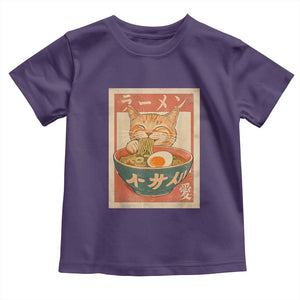 Funny Orange Cat Eating Ramen Toddler T Shirt Japanese Vintage Graphic Kawaii Anime TS02 Purple Print Your Wear