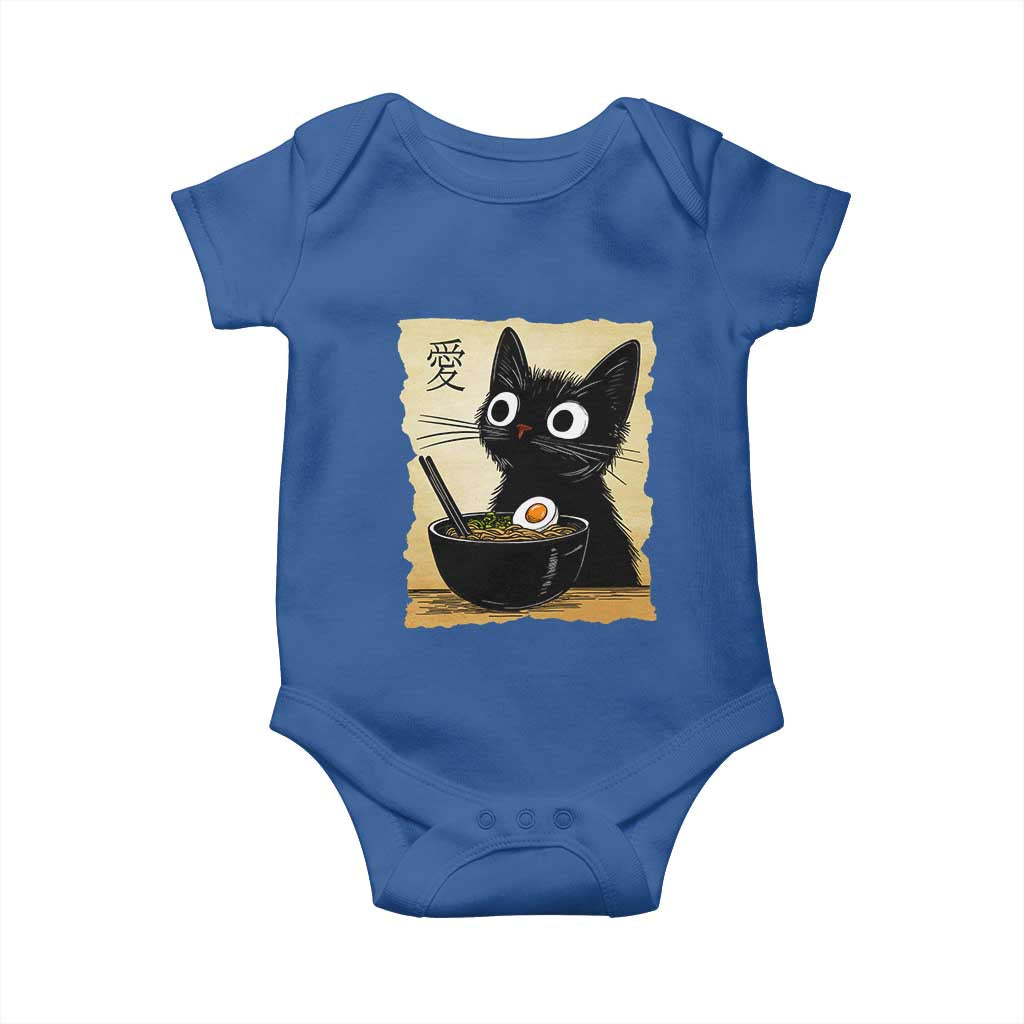 Funny Kawaii Cat Ramen Baby Onesie Japanese Noodles Lover Anime Otaku Manga Retro TS02 Royal Blue Print Your Wear