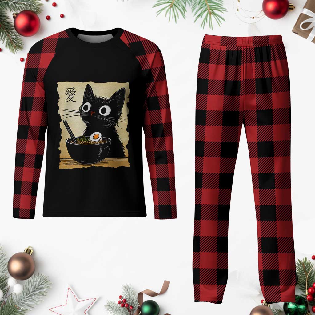Funny Kawaii Cat Ramen Plaid Pajama Set Japanese Noodles Lover Anime Otaku Manga Retro TS02 Buffalo Plaid Print Your Wear