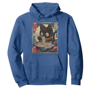 Funny Black Cat Eating Ramen Noodle Graphic Hoodie Japanese Kawaii Anime Gifts TS02 Royal Blue Print Your Wear