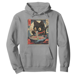 Funny Black Cat Eating Ramen Noodle Graphic Hoodie Japanese Kawaii Anime Gifts TS02 Sport Gray Print Your Wear