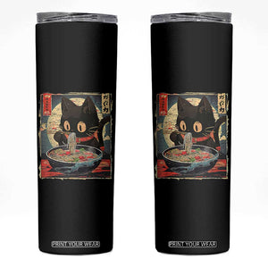 Funny Black Cat Eating Ramen Noodle Graphic Skinny Tumbler Japanese Kawaii Anime Gifts TS02 Black Print Your Wear