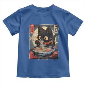 Funny Black Cat Eating Ramen Noodle Graphic Toddler T Shirt Japanese Kawaii Anime Gifts TS02 Royal Blue Print Your Wear