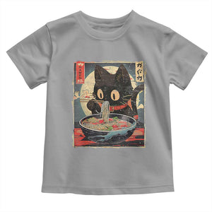 Funny Black Cat Eating Ramen Noodle Graphic Toddler T Shirt Japanese Kawaii Anime Gifts TS02 Sport Gray Print Your Wear