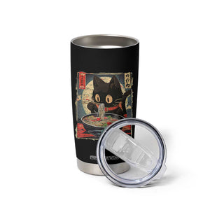 Funny Black Cat Eating Ramen Noodle Graphic Tumbler Cup Japanese Kawaii Anime Gifts TS02 Print Your Wear