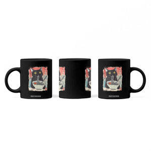 Funny Black Cat Eating Ramen Noodle Graphic Coffee Mug Japanese Anime Manga Kawaii Cats TS02 Print Your Wear