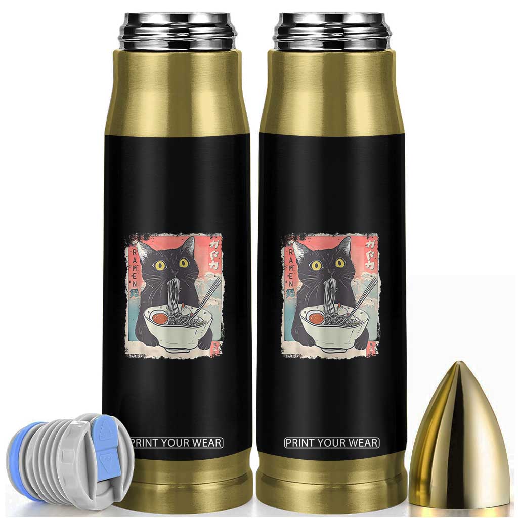 Funny Black Cat Eating Ramen Noodle Graphic Bullet Tumbler Japanese Anime Manga Kawaii Cats TS02 Black Print Your Wear