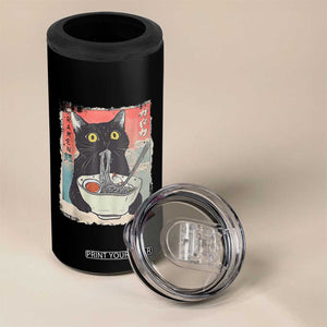 Funny Black Cat Eating Ramen Noodle Graphic 4 in 1 Can Cooler Tumbler Japanese Anime Manga Kawaii Cats TS02 Print Your Wear