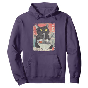 Funny Black Cat Eating Ramen Noodle Graphic Hoodie Japanese Anime Manga Kawaii Cats TS02 Purple Print Your Wear