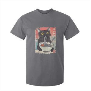 Funny Black Cat Eating Ramen Noodle Graphic T Shirt For Kid Japanese Anime Manga Kawaii Cats TS02 Charcoal Print Your Wear