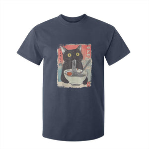 Funny Black Cat Eating Ramen Noodle Graphic T Shirt For Kid Japanese Anime Manga Kawaii Cats TS02 Navy Print Your Wear