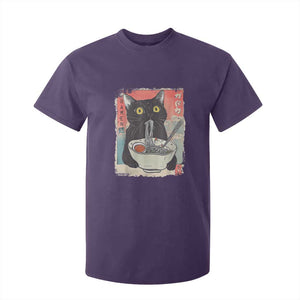Funny Black Cat Eating Ramen Noodle Graphic T Shirt For Kid Japanese Anime Manga Kawaii Cats TS02 Purple Print Your Wear