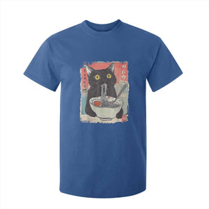 Funny Black Cat Eating Ramen Noodle Graphic T Shirt For Kid Japanese Anime Manga Kawaii Cats TS02 Royal Blue Print Your Wear