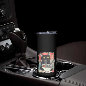 Funny Black Cat Eating Ramen Noodle Graphic Skinny Tumbler Japanese Anime Manga Kawaii Cats TS02 Print Your Wear