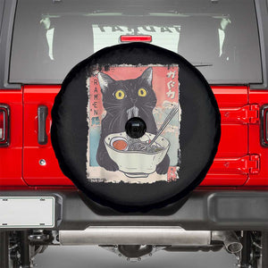 Funny Black Cat Eating Ramen Noodle Graphic Spare Tire Cover Japanese Anime Manga Kawaii Cats TS02 Black Print Your Wear