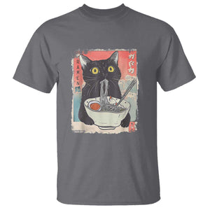 Funny Black Cat Eating Ramen Noodle Graphic T Shirt Japanese Anime Manga Kawaii Cats TS02 Charcoal Print Your Wear