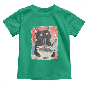 Funny Black Cat Eating Ramen Noodle Graphic Toddler T Shirt Japanese Anime Manga Kawaii Cats TS02 Irish Green Print Your Wear