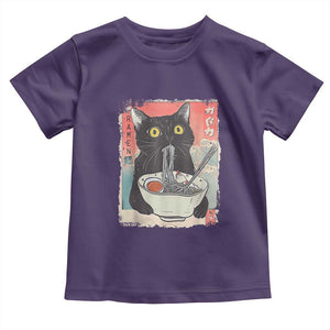 Funny Black Cat Eating Ramen Noodle Graphic Toddler T Shirt Japanese Anime Manga Kawaii Cats TS02 Purple Print Your Wear