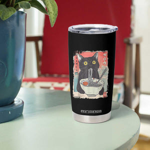 Funny Black Cat Eating Ramen Noodle Graphic Tumbler Cup Japanese Anime Manga Kawaii Cats TS02 Print Your Wear