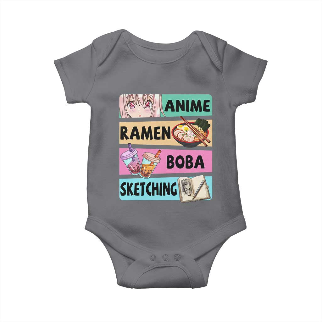 Anime Ramen Boba Sketching Baby Onesie Kawaii Otaku Manga Lover Japanese Pop Culture TS02 Charcoal Print Your Wear