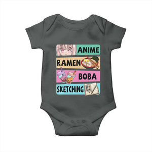 Anime Ramen Boba Sketching Baby Onesie Kawaii Otaku Manga Lover Japanese Pop Culture TS02 Dark Heather Print Your Wear