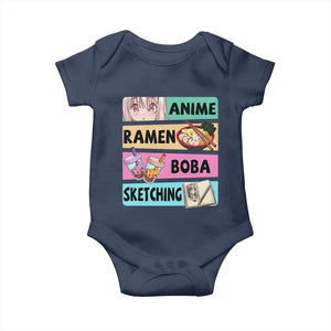 Anime Ramen Boba Sketching Baby Onesie Kawaii Otaku Manga Lover Japanese Pop Culture TS02 Navy Print Your Wear