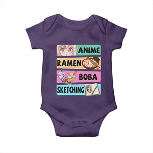 Anime Ramen Boba Sketching Baby Onesie Kawaii Otaku Manga Lover Japanese Pop Culture TS02 Purple Print Your Wear