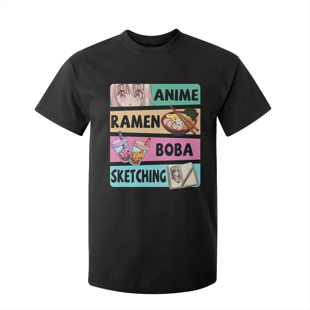 Anime Ramen Boba Sketching T Shirt For Kid Kawaii Otaku Manga Lover Japanese Pop Culture TS02 Black Print Your Wear