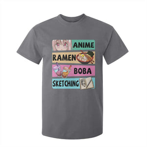 Anime Ramen Boba Sketching T Shirt For Kid Kawaii Otaku Manga Lover Japanese Pop Culture TS02 Charcoal Print Your Wear