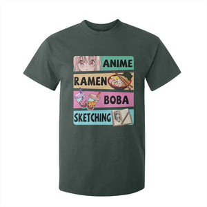 Anime Ramen Boba Sketching T Shirt For Kid Kawaii Otaku Manga Lover Japanese Pop Culture TS02 Dark Forest Green Print Your Wear