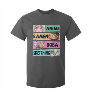 Anime Ramen Boba Sketching T Shirt For Kid Kawaii Otaku Manga Lover Japanese Pop Culture TS02 Dark Heather Print Your Wear