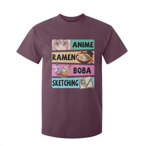 Anime Ramen Boba Sketching T Shirt For Kid Kawaii Otaku Manga Lover Japanese Pop Culture TS02 Maroon Print Your Wear