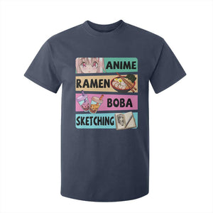 Anime Ramen Boba Sketching T Shirt For Kid Kawaii Otaku Manga Lover Japanese Pop Culture TS02 Navy Print Your Wear