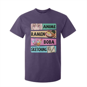 Anime Ramen Boba Sketching T Shirt For Kid Kawaii Otaku Manga Lover Japanese Pop Culture TS02 Purple Print Your Wear
