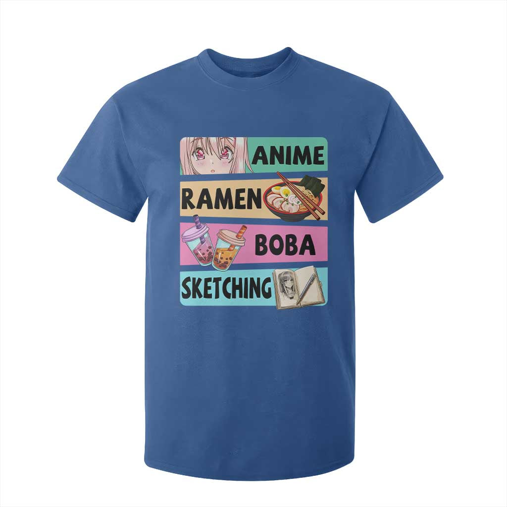 Anime Ramen Boba Sketching T Shirt For Kid Kawaii Otaku Manga Lover Japanese Pop Culture TS02 Royal Blue Print Your Wear