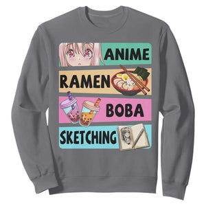 Anime Ramen Boba Sketching Sweatshirt Kawaii Otaku Manga Lover Japanese Pop Culture TS02 Charcoal Print Your Wear
