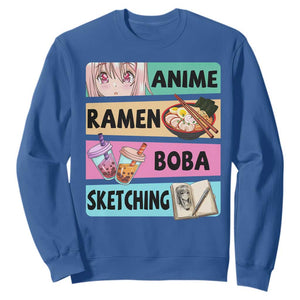 Anime Ramen Boba Sketching Sweatshirt Kawaii Otaku Manga Lover Japanese Pop Culture TS02 Royal Blue Print Your Wear