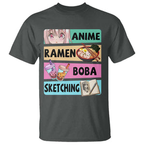 Anime Ramen Boba Sketching T Shirt Kawaii Otaku Manga Lover Japanese Pop Culture TS02 Dark Heather Print Your Wear