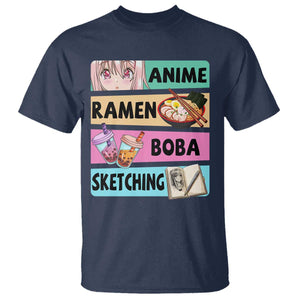 Anime Ramen Boba Sketching T Shirt Kawaii Otaku Manga Lover Japanese Pop Culture TS02 Navy Print Your Wear